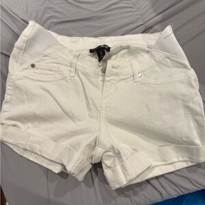 Indigo Blue Women's White Jean maternity Shorts